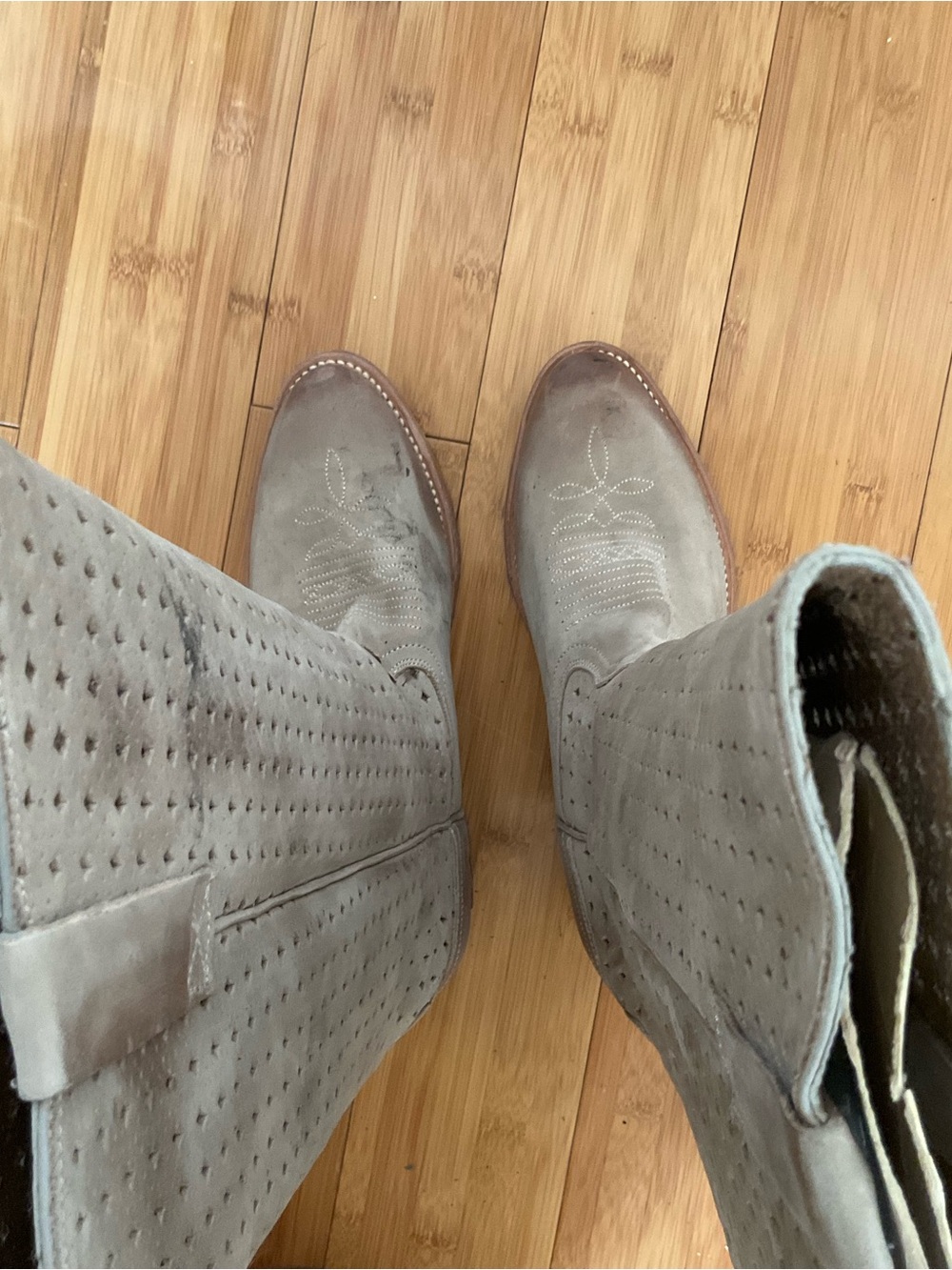 Miss Sixty Taupe Perforated Over-the-Knee Suede Boots with Tassel - Picture 9 of 16
